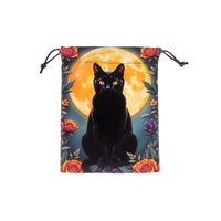 Velvet Witch Cat  Tarot Card Bag With Halloween Pumpkin Drawstring Pouch For Divination Jewelry Astrology Dice Accessories Bag