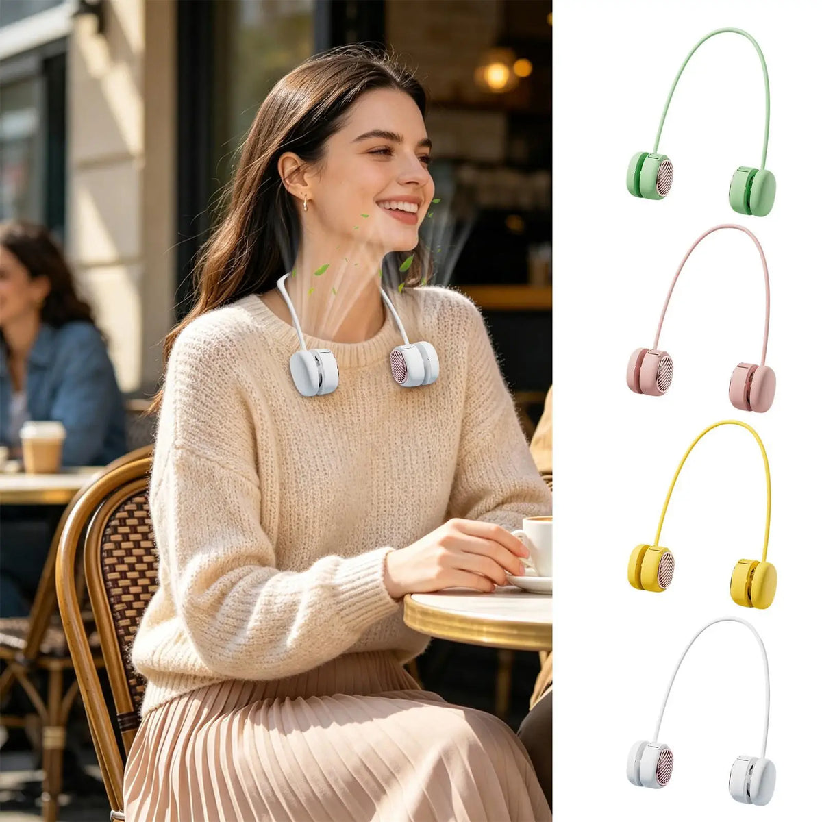 New Portable Neck Fan, Foldable Mini USB Fan, Rechargeable 1200-2000mah Cooling Wind Fans, Personal Silent Neckfan For Sports