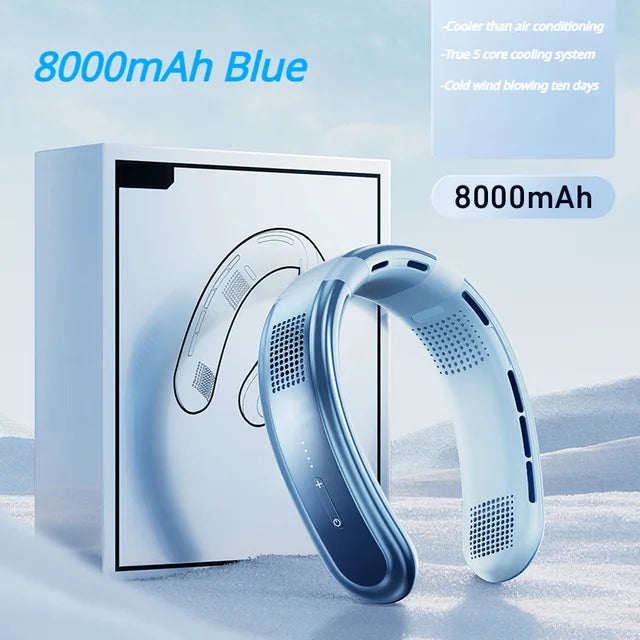 New Portable Neck Fan Rechargeable Mini Neck Cooler 3 Speeds Cooling Wind 10000mAh Electric Ventilador for Home Camping Outdoor