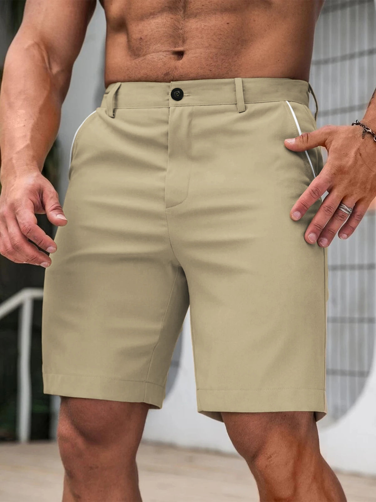 Men's British Style Suit Workwear Shorts Summer Hot Selling Casual Straight Leg Solid Color Golf  shorts