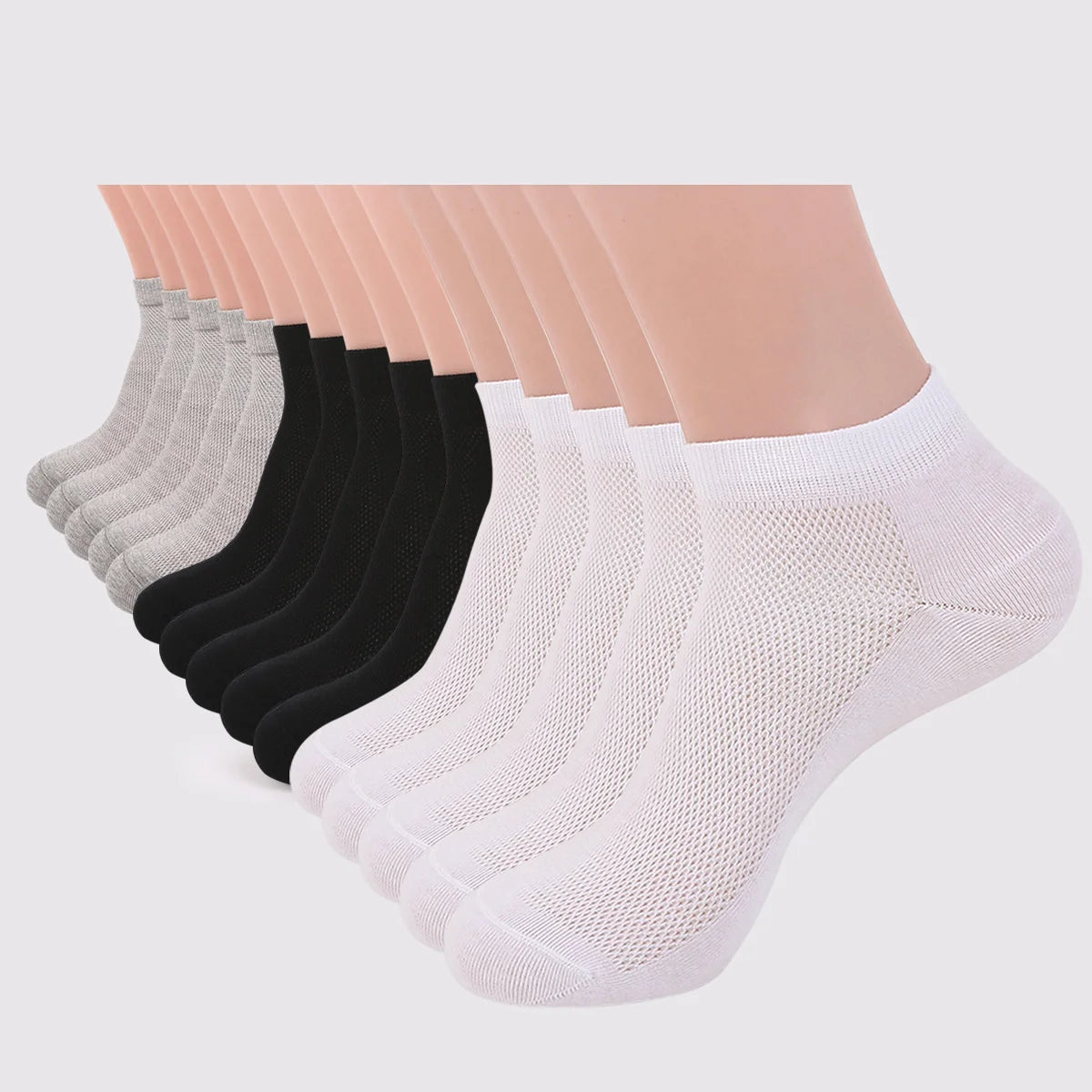5 Pairs Women Summer Mesh Ankle Athletic Running Socks Black&White&Gray Thin Low Cut Socks Breathable No Show Sports Men Socks