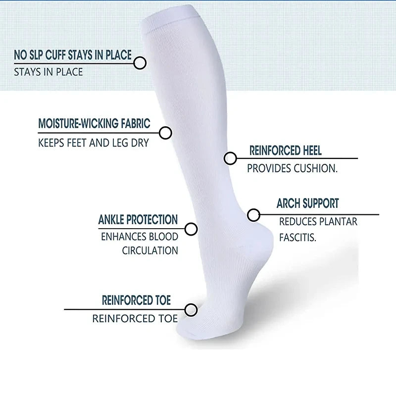 Varicose Compression Socks Blood Circulation Knee Length Elastic Socks Gym Outdoor Marathon Cycling Natural Hiking Sports Sock