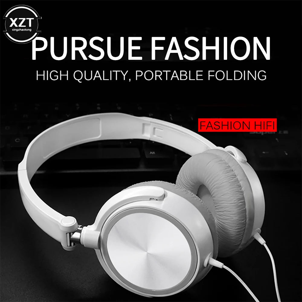Wired Headphones Over Ear Headsets HD Sound Bass HiFi Sound Music Stereo Earphone Flexible Adjustable Headset For PC Phone