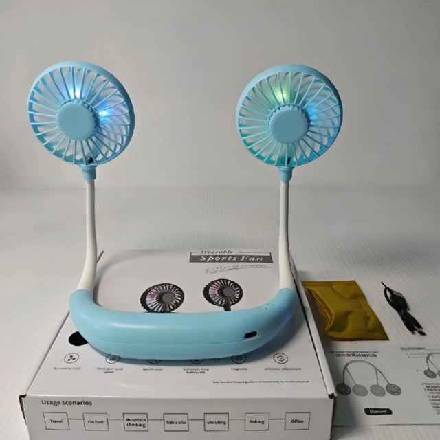 Hands Free Portable Neck Fan Rechargeable Mini USB Personal Fan Battery Operated with 3 Level Air Flow for Sports Travel Outdoor