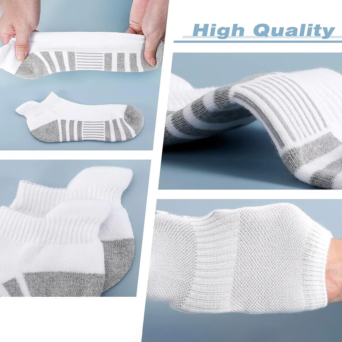 1/5 Pairs Unisex Ankle Athletic Running Socks Low Cut Sports Socks Breathable Cushioned Tab Socks for Men and Women