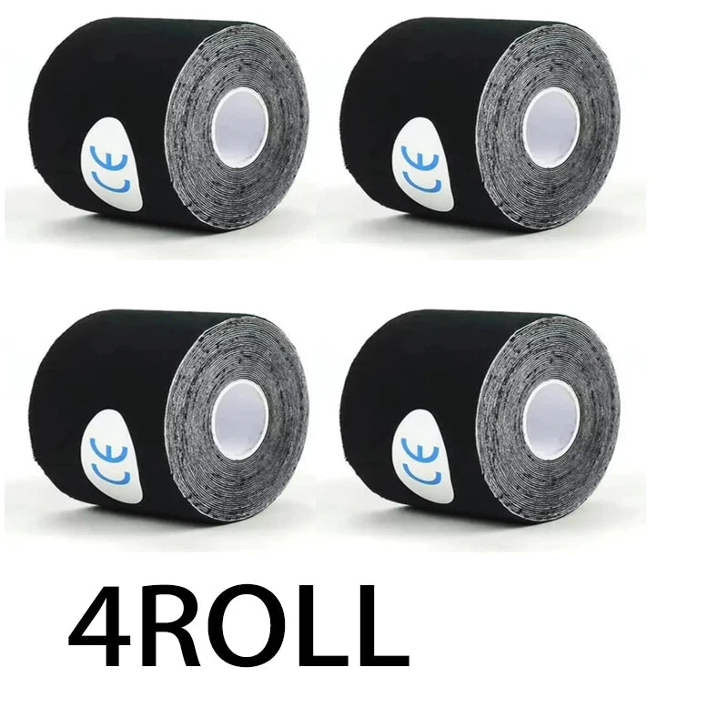 4 Roll Ride Force Kinesiology Tape Athletic Recovery Self Adherent Wrap Taping Medical Muscle Pain Relief Knee Pads Protector