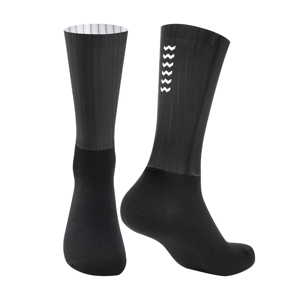 YKYWBIKE Anti Slip Silicone Aero Socks Whiteline Cycling Socks Men Bicycle Sport Running Bike Socks