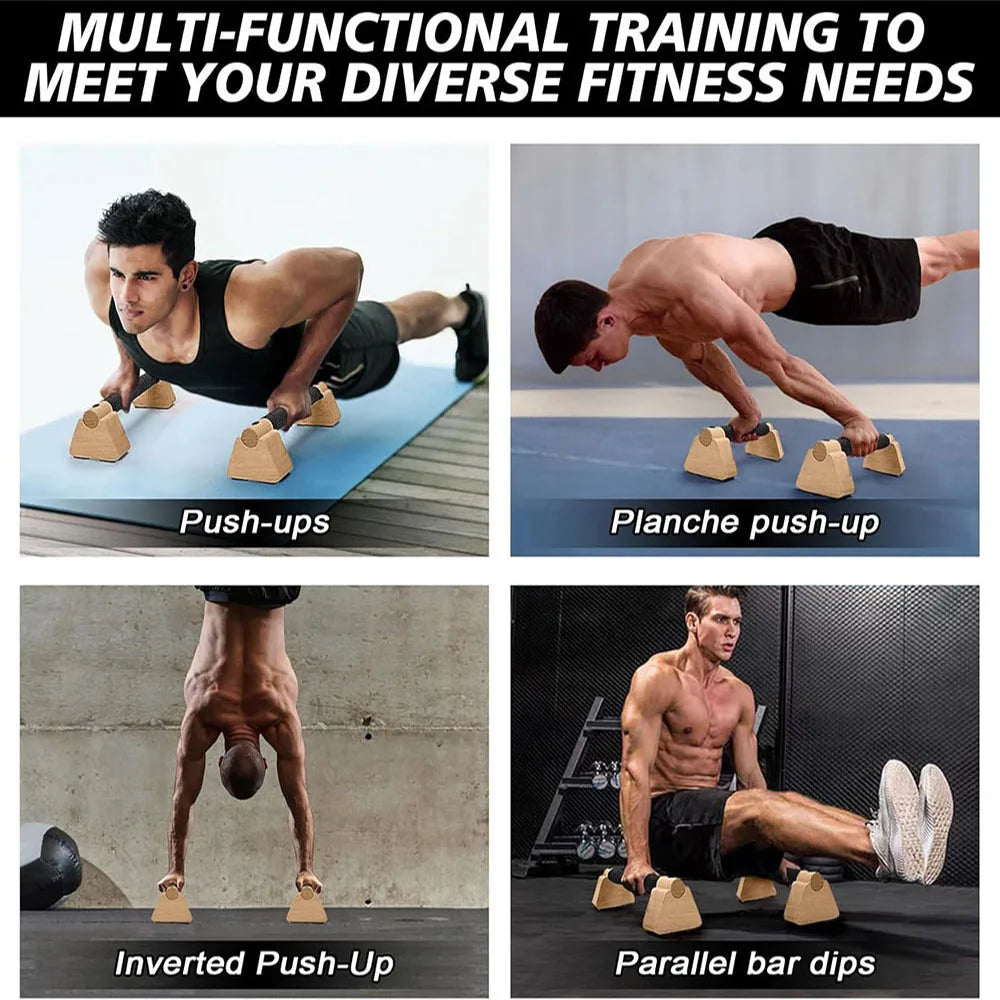 1 Pair Wooden Push Up Bar, For Home Workout Parallettes Bars,Push-up Stand Exercise Equipment Handstand Blocks for Men and Women