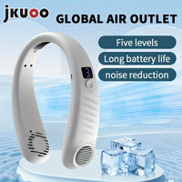Rechargeable Neck Fan with LED Display, 5-Speed Settings, All-AroundCooling, Portable Travel Fan, Lightweight and Quiet Design