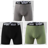 3 Pcs/Lot Fashion Solid Color Men's Underwear, Vibrant Waistband, Comfortable Flat Front, Quick-Drying Sports Breathable Shorts