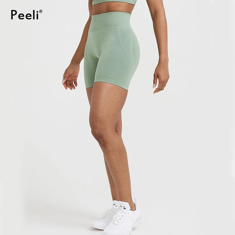 Effortless Seamless Shorts Women High Waist Workout Gym Shorts Scrunch Butt Yoga Shorts Athletic Tight Running Booty Biker Short