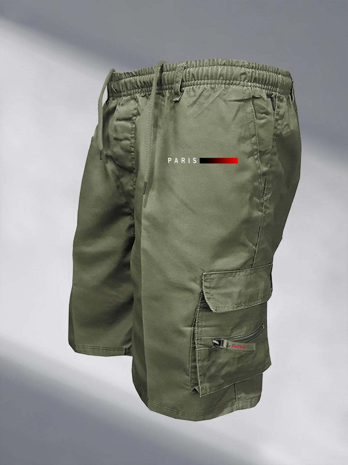 Mens Tactical Cargo Shorts Elastic Waist Outdoor Work Casual Jogging Loose Street Style Shorts