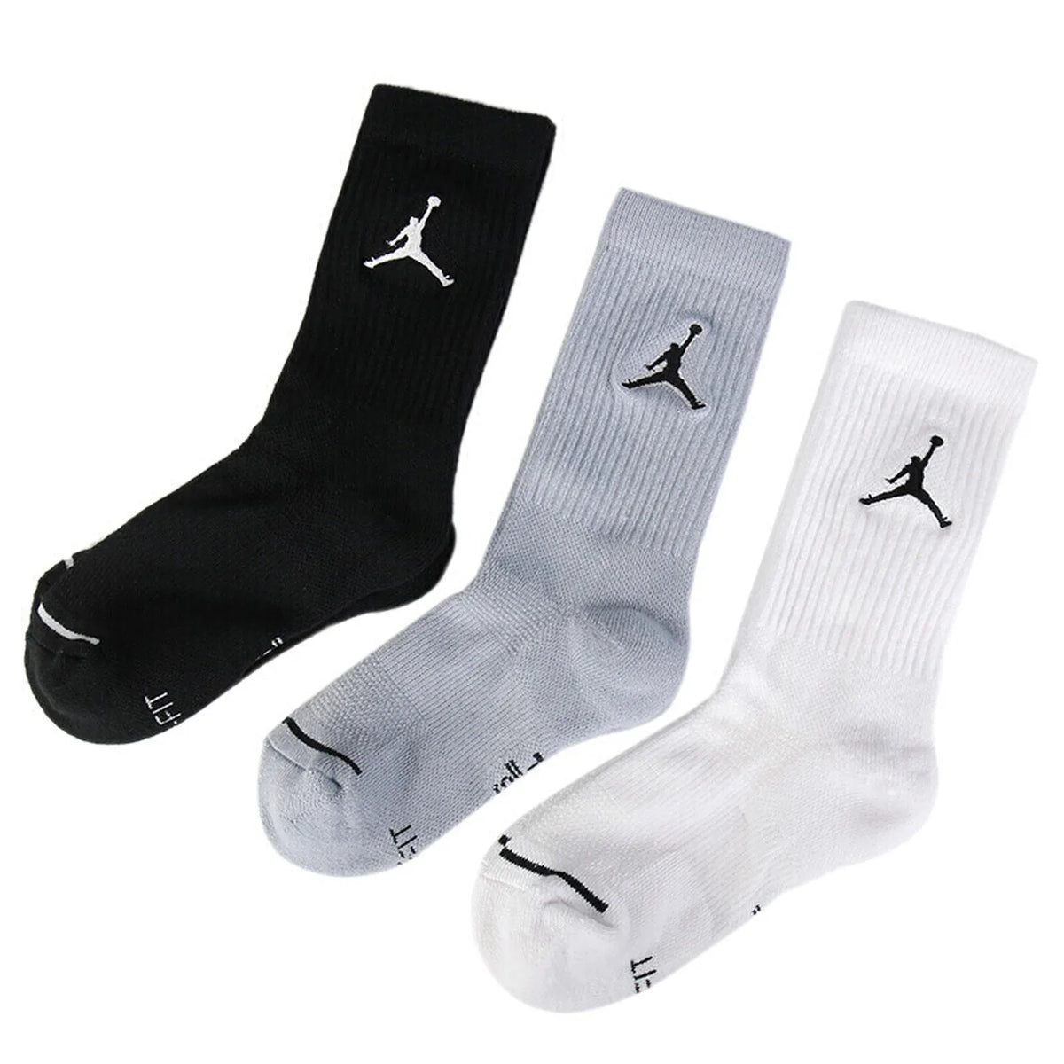 Nike (NIKE) 3-Pack Socks for Men and Women: Air Jordan Training Breathable Casual Socks, Mid-Calf Sports Socks SX5545-019
