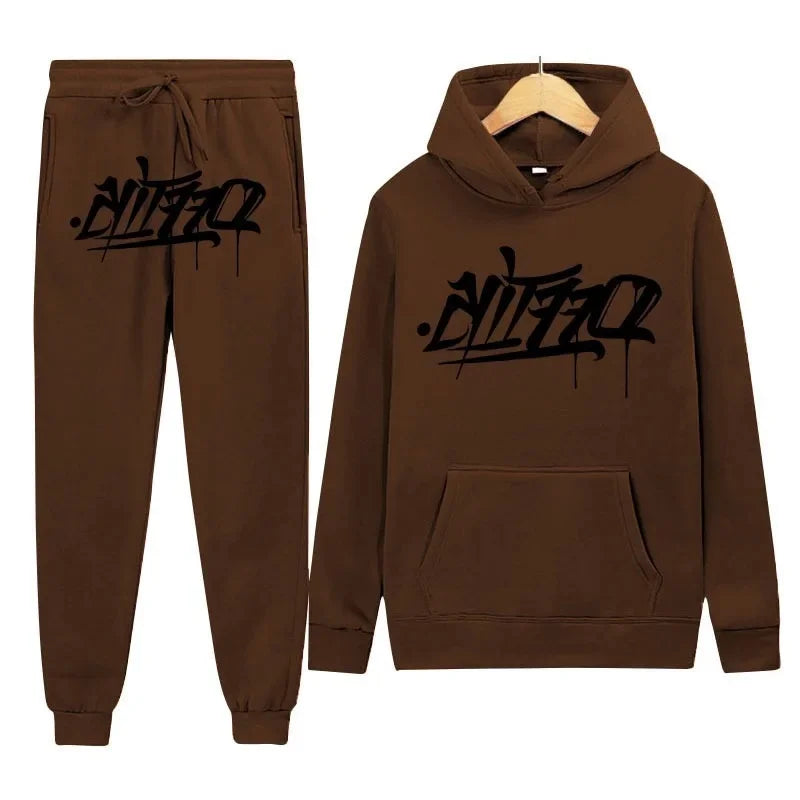 Large supply of men's sportswear, new fashion hip hop suit two-piece set hoodie printed sweatshirt comfortable casual male style