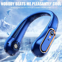New Summer Portable Mini Hanging Neck Fan Bladeless Neckband Fan Digital Display Power Air Cooler USB Rechargeable Electric Fans