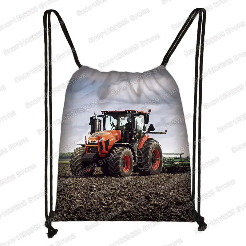 Play with Farm Tractor Print Backpack Teenager Boys Girls Rucksack Women Drawstring Bags for Travel Kids Book Bag Shoes Holder