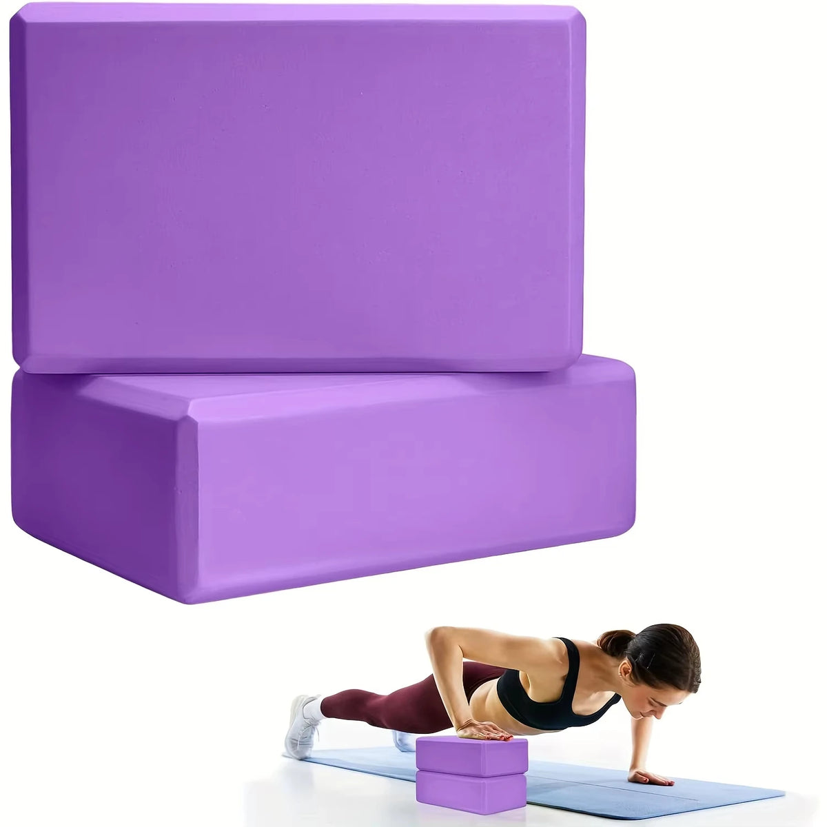 Set of 2 Yoga Blocks  Made from High Density Foam, Lightweight Supportive And Odor-Free - Essential Yoga Gear for Women Gym