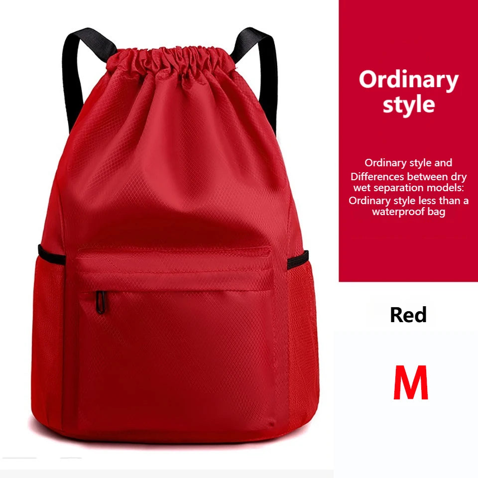 Loogdeel Portable Gym Football Drawstring Bag Quick Drying Large Capacity Oxford Cloth Backpack Solid Color Adjustable Straps
