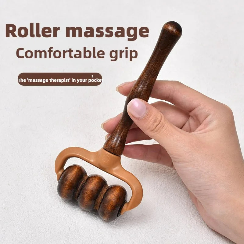 Wooden Massage Roller | Handheld Muscle Relief for Neck, Shoulders, Head | Promotes Circulation | Home & Office Use