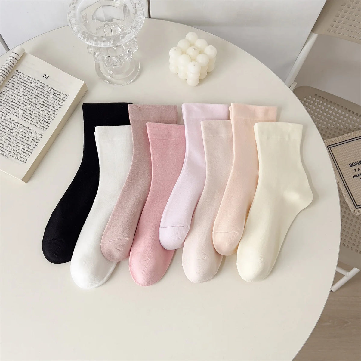 Pure Cotton Seamless Women's Mid-Calf Socks, Spring/Autumn Loose Fit Postpartum Socks