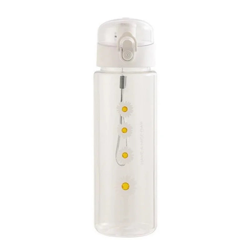 780ml Daisy Flower Plastic Water Bottle Sports Transparent Water Bottle Portable Gym Travel Clear Leakproof Drinking Bottle