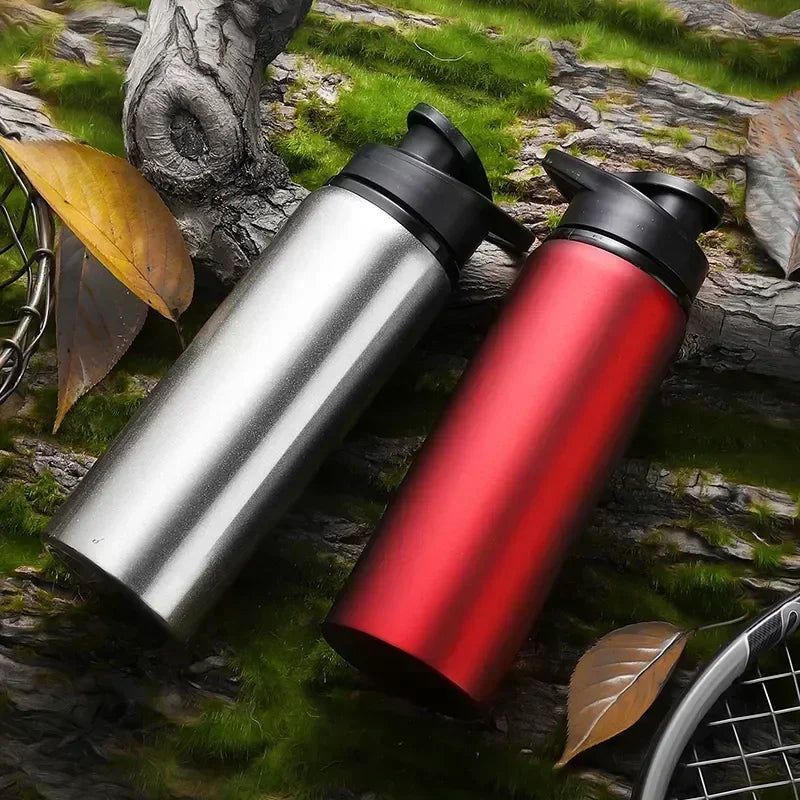 Metal Sports Bottles with Snap Lid Portable Bike Water Bottle Reusable Travel Bottles with Handle Bulk Pack for Gym Hiking Sport