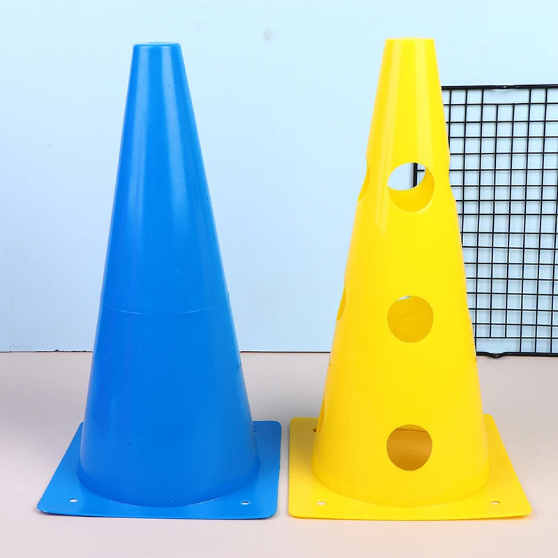 NEW 5Pcs 32CM Barrier Football Road Flat Training Cone Perforated Sign Obstacles Road Cones Soccer Basketball Training Equipment
