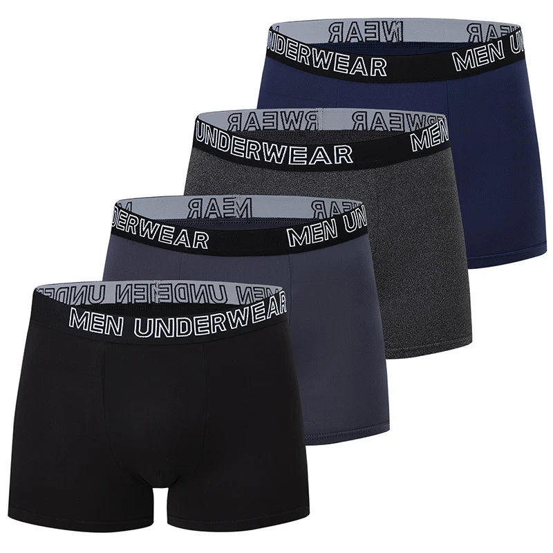 4/10 Men's Youth Four Seasons Black Basic Solid Color Trendy Elastic Waist Letter Flat Corner Shorts Sports Quadrangle Shorts