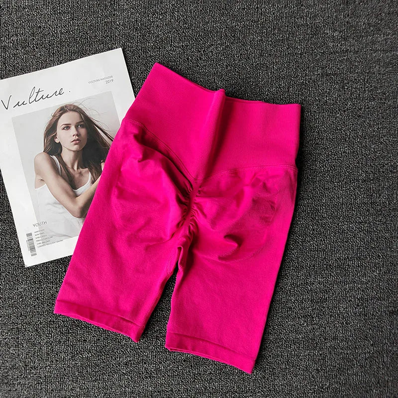 Summer Seamless Yoga Shorts High Waist Workout Shorts Women Sexy Booty Tummy Control Gym Leggings Breathable Running Shorts