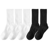 5 Pairs/lot Pure Cotton Men's High Socks Classic Black White Breathable Sweat-Absorbent Women's Autumn Warm Elastic Sports Socks
