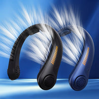 2PCS Portable Neck Fan with 5-Speed Silent Bladeless Design, Long-Lasting USB Rechargeable Cooling Device—Essential for Indoor and Outdoor Office Work, Reading, Sports, and Leisure.