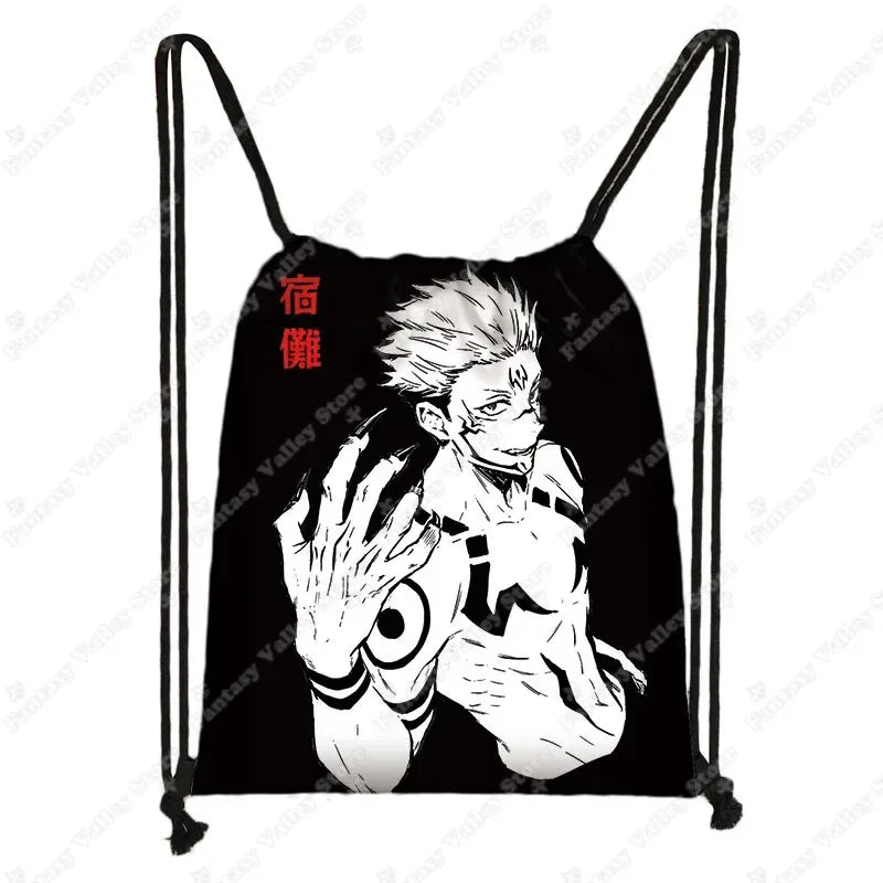 Anime Jujutsu Kaisen Backpacks Gojo Satoru Yuji Itadori Drawstring Bag Harajuku Large Capacity Storage Bags Outdoor Shoulder Bag
