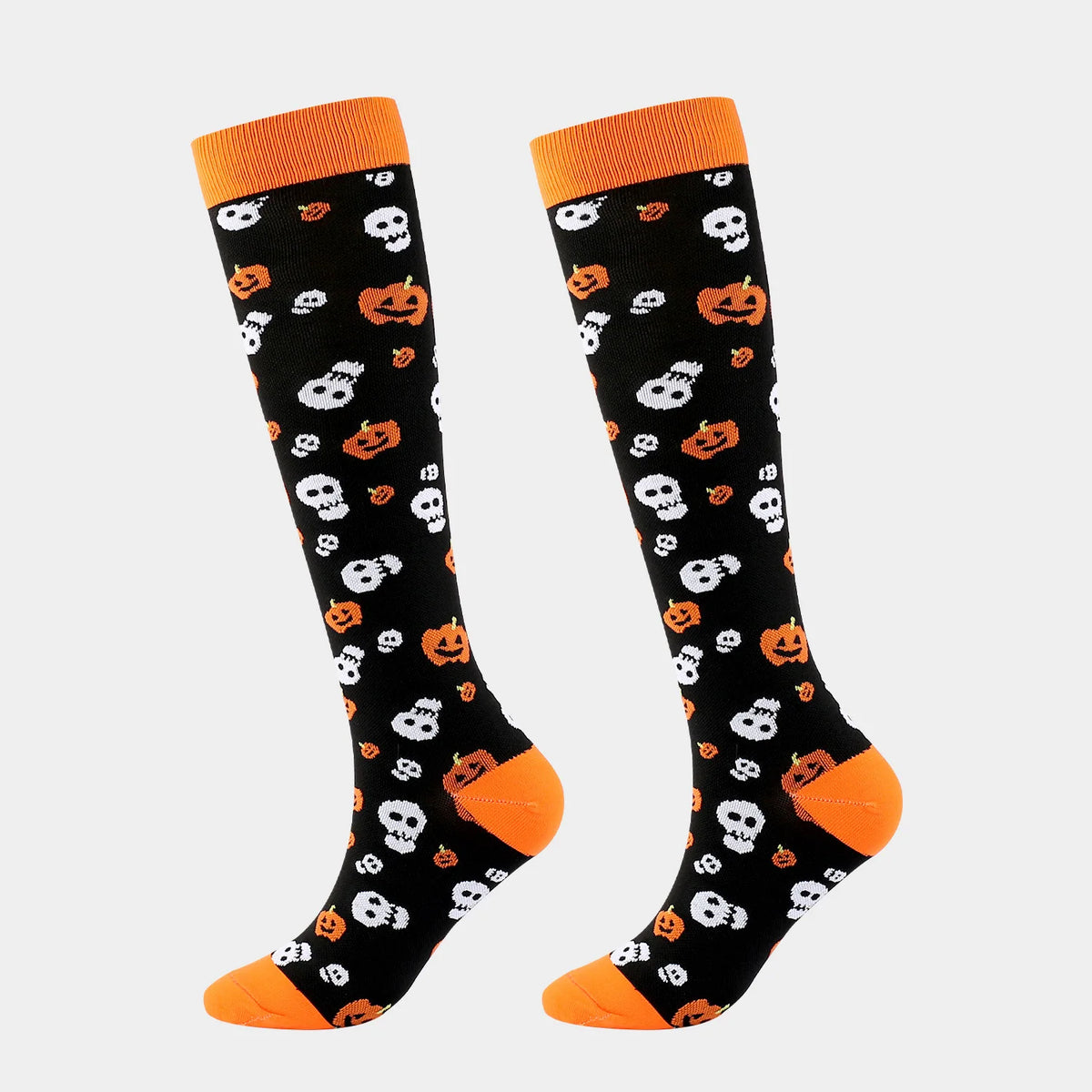 2 Pairs Funny Halloween Unisex Sports Compression Leg Socks Elastic Support Socks for Festival Daily Wear