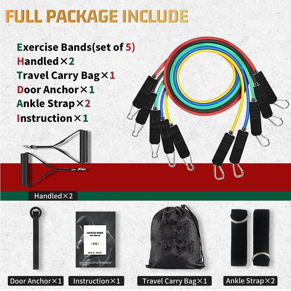 Resistance Bands for Working Out, Exercise Bands with Handles, Pull Rope with  Ankle Straps Strength Training Equipment