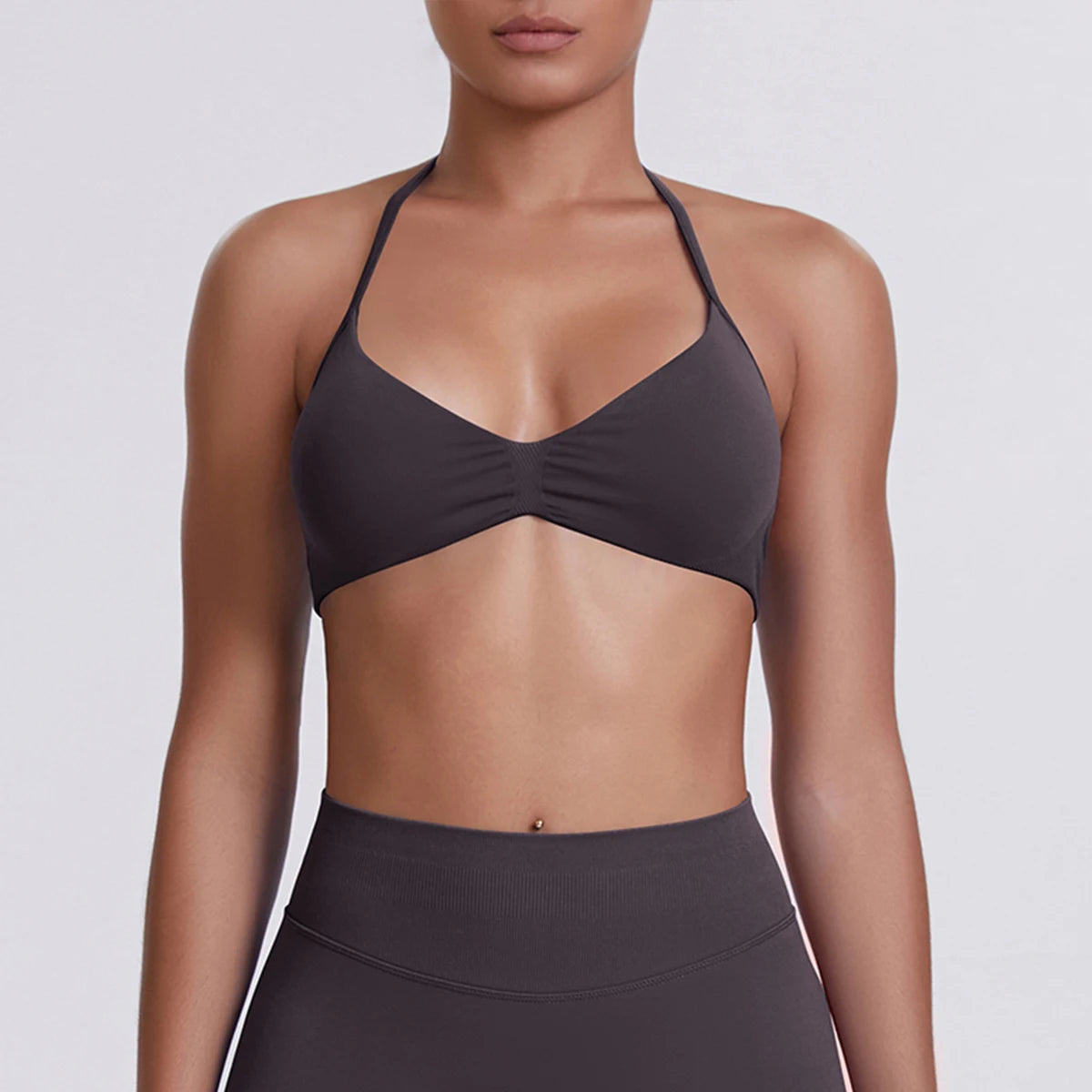 Sexy Neck Strap Bra for Woman Summer Breathable Backless Yoga Bra Women Fitness Solid Color Yoga Sports Bra Workout Top
