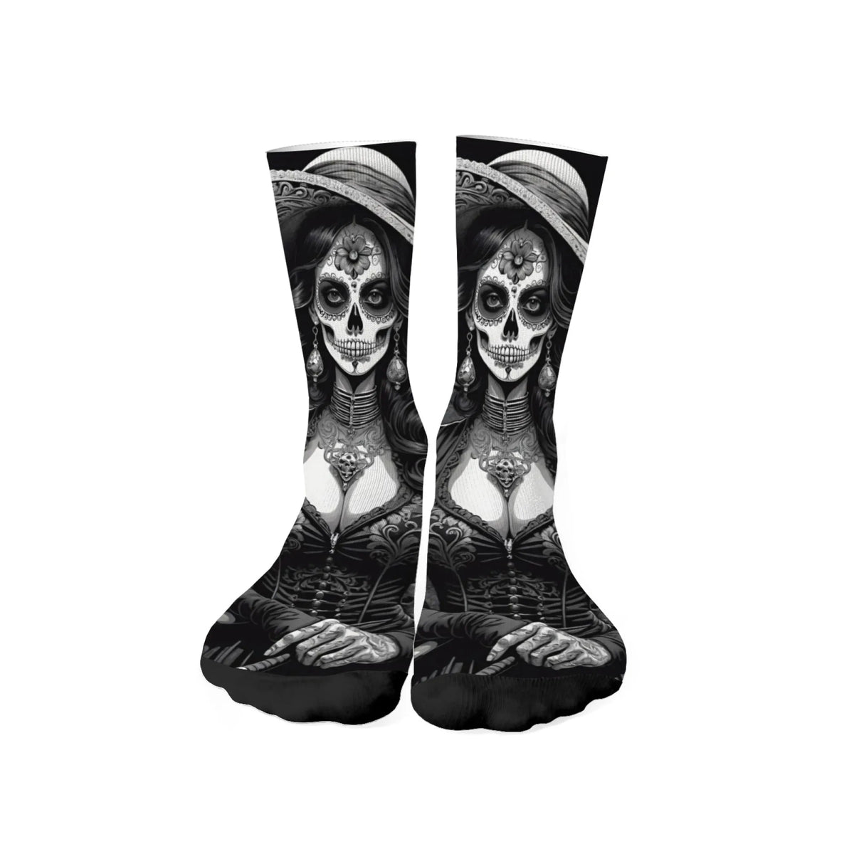 Sugar Skull Art Men's Socks Novelty Day of the Dead Theme Harajuku Retro Casual Comfortable Breathable Socks Crazy Party Gift