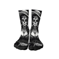 Sugar Skull Art Men's Socks Novelty Day of the Dead Theme Harajuku Retro Casual Comfortable Breathable Socks Crazy Party Gift