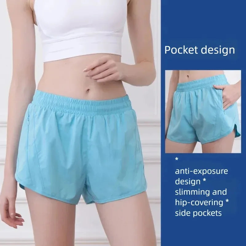 Women 2-in-1 Anti Chafing Sports Shorts Quick Dry Running Yoga Shorts Summer Thin Breathable Outdoor Fitness Short Pants