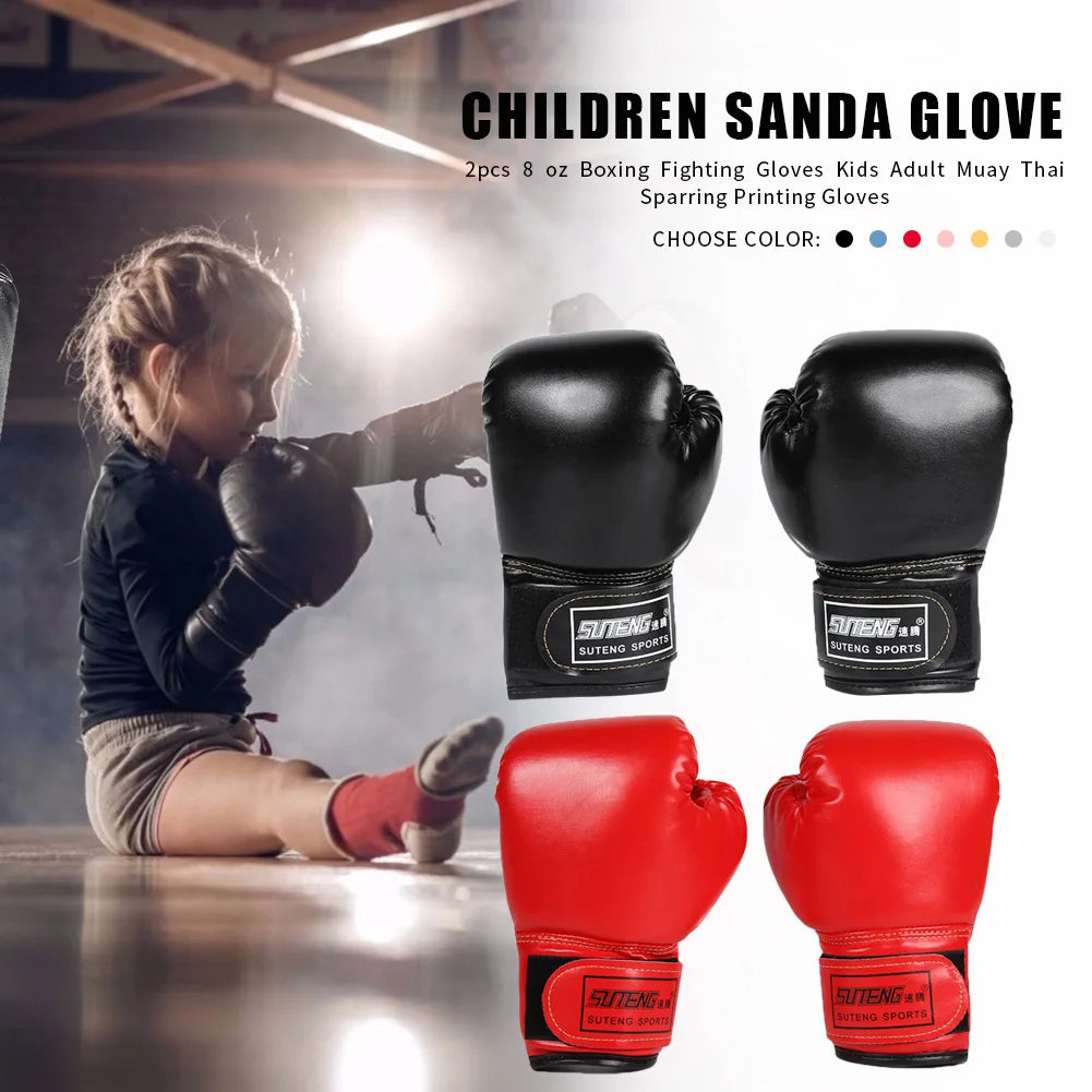 2Pcs Kids Boxing Gloves PU Leather Training Gloves Breathable Muay Thai Mitts Taekwondo Mitts for Punching Bag