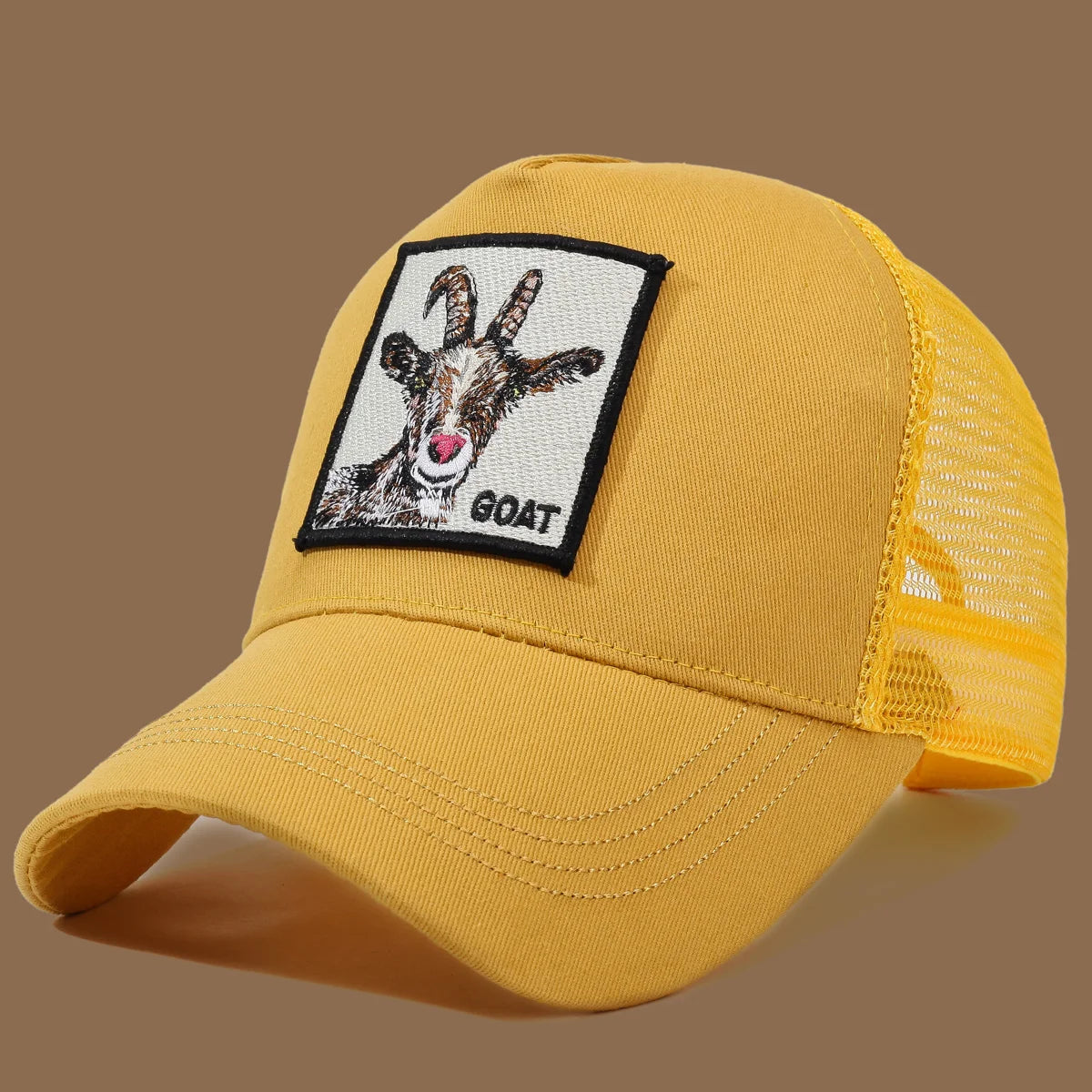 Unisex Trucker Cap with Goat Embroidery & Applique - Ideal for Daily Casual Wear, Sports and Travel