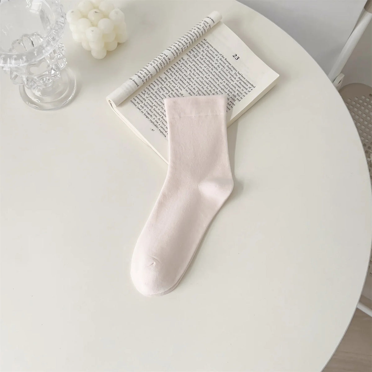 Pure Cotton Seamless Women's Mid-Calf Socks, Spring/Autumn Loose Fit Postpartum Socks