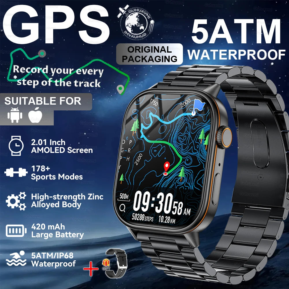 2026New Military Dual-band GPS Smart Watch Compass IP68K Waterproof Bluetooth Call Heart rate Sports Smart Watch For IOS Andriod