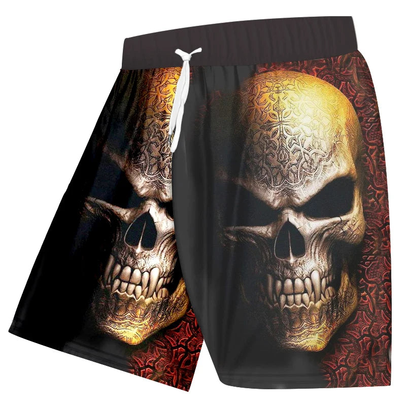 Men's swimming trunks 3D skull print beach shorts quick-drying outdoor leisure sports shorts swimwear fashion men's shorts