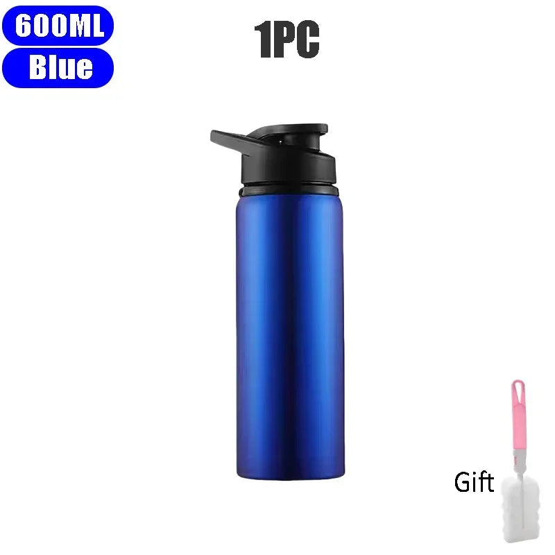 Metal Sports Bottles with Snap Lid Portable Bike Water Bottle Reusable Travel Bottles with Handle Bulk Pack for Gym Hiking Sport