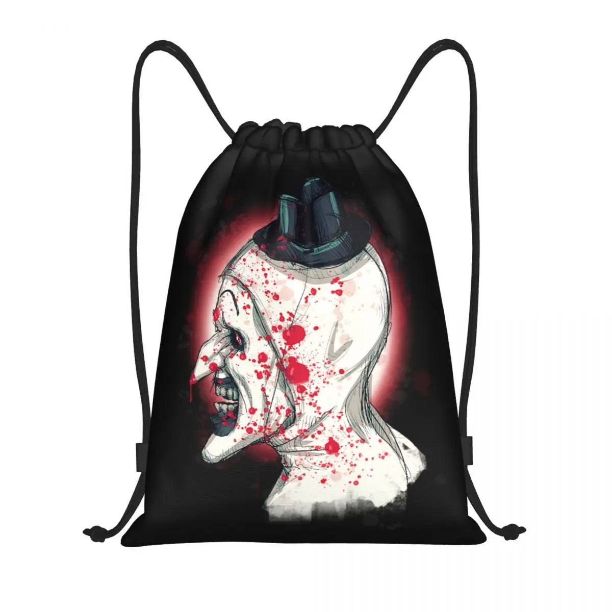 Custom Halloween Movie Terrifier Drawstring Backpack Bags Men Lightweight Horror Clown Gym Sports Sackpack Sacks for Traveling