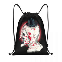 Custom Halloween Movie Terrifier Drawstring Backpack Bags Men Lightweight Horror Clown Gym Sports Sackpack Sacks for Traveling