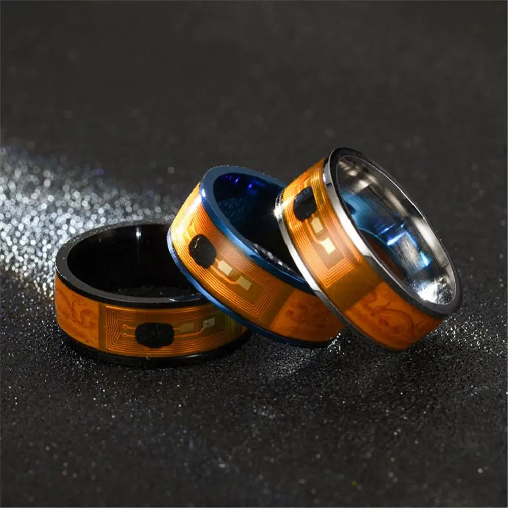 Mens Couple Rings NFC Stainless Steel Phone Chip Dripping Oil Dual Dragon Pattern Smart Ring Gift