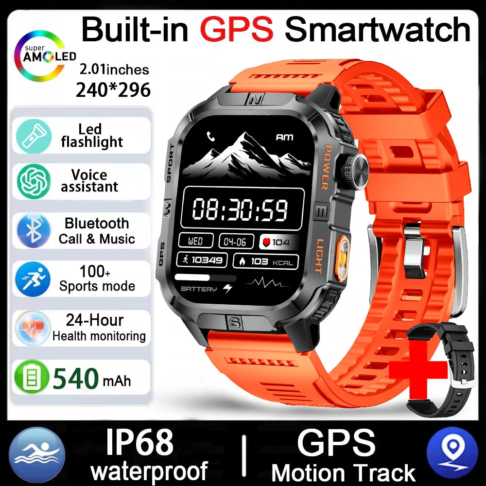 2026 Outdoor New 540mAh Battery T-Rex 3 Military Grade Smart Watch Men IP69K Waterproof GPS HD Bluetooth Call 100+Sports Watch