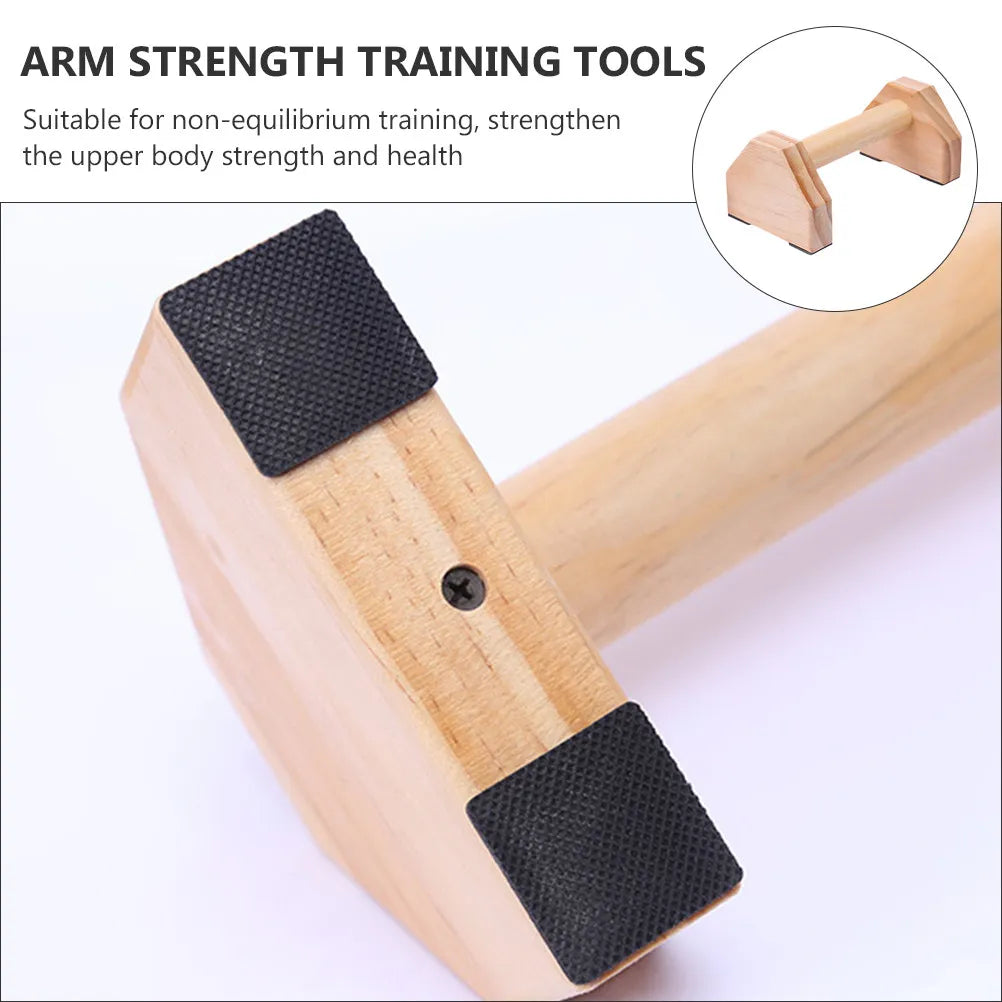 1Pair Pine Wood Push-Up Stands Slip-Resistant Push-Up Bars Home Fitness Equipment for Arm Strength Training and Muscle Building