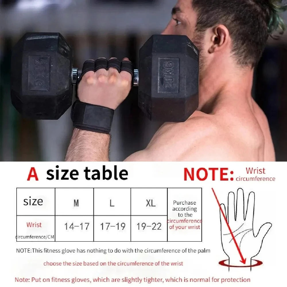 For Men Women Fitness Sports Wrist Palm Protector Gloves Anti-slip Gym Cycling Gloves Black Half Finger Weight Training Gloves
